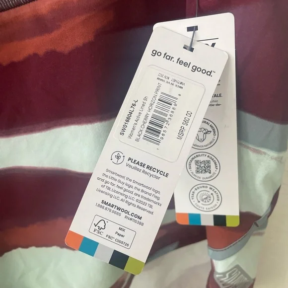 Smartwool Active Lined Shorts Large Black Cherry Horizon Print NWT - Picture 4 of 8